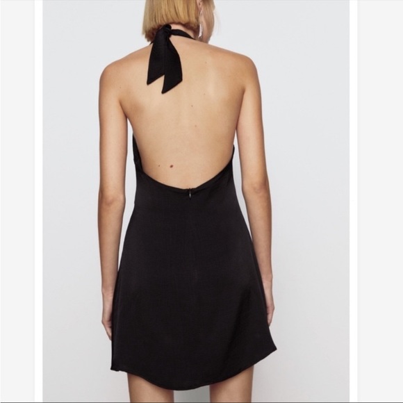 Zara Structured Satin Effect Halter Dress - Picture 3 of 6